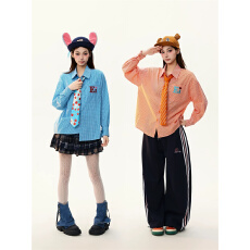 批发原版1:1 直播品质款/美式复古格子长袖<b class='q'>衬衫</b>刺绣春秋百搭开衫上衣