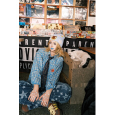 批发原版1:1 雪花洗工艺/星星刺绣长袖衬衫男女<b class='q'>秋</b>季宽松格子百搭上衣