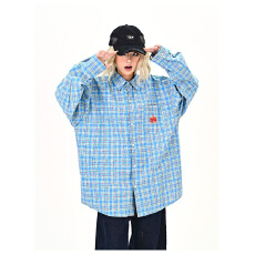 批发原版1:1 雪花洗工艺/星星刺绣长袖<b class='q'>衬衫</b>男女秋季宽松<b class='q'>格子</b>百搭上衣