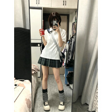 批发原版1:1 品优款/韩系复古白色提花肌理感短袖翻领<b class='q'>衬衫</b>女