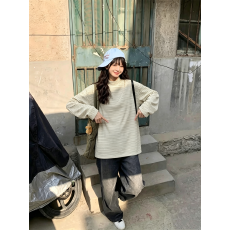 批发适合品质店铺/德绒保暖休闲百搭条纹打底衫内搭立领长袖T恤上衣