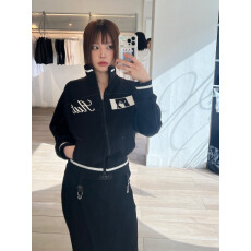 批发黑色短款夹克外套女小个子秋轻亚风穿搭条纹撞色印花<b class='q'>运动</b>长袖上衣