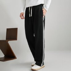 批发秋季新款休闲百搭重磅卫裤男简约潮牌轻奢风直筒垂感运动休闲长裤