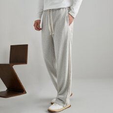 批发品质潮牌宽松休闲卫裤男女同款秋季新款垂感简约纯棉织带拼接长裤
