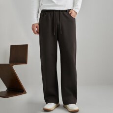 批发新款男装美式青年休闲裤男士秋冬新款直筒宽松长裤高级阔腿裤厚款