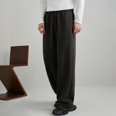 批发新款男装简约百搭休闲裤男士秋冬季宽松直筒阔腿裤高品质长裤厚款