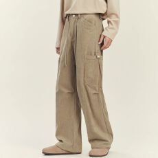 批发2025新款秋冬季伞兵工装裤男士高级感痞帅宽松直筒休闲灯芯绒长裤