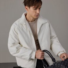 批发<b class='q'>秋</b>冬时尚百搭男女同款白鸭绒羽绒服宽松简约休闲保暖上衣夹克外套