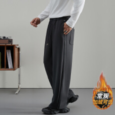 秋冬新款男装加绒加厚休闲裤男轻奢简约宽松百搭直筒长裤子男现货