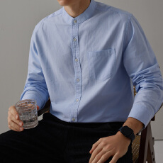 批发男士纯棉长袖衬衣2026春季数据款<b class='q'>商务</b>休闲百搭立领衬衣