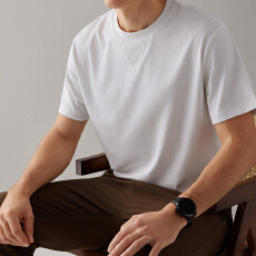 批发2026夏季高端丝光棉轻奢净版短袖冰感亲夫压花设计纯色男士T恤