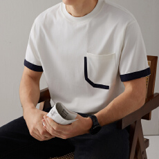 批发2026新款夏季男士复古宽松高级感百搭圆领T恤
