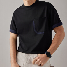 批发2026新款夏季男士复古宽松高级感百搭圆领T恤