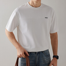 批发男士纯色T恤打底衫2026夏季新款刺绣圆领百搭短袖上衣