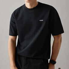 批发2026夏季新款刺绣圆领百搭短袖上衣男士纯色T恤打底衫