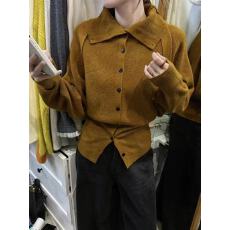 批发设计感假两件高领针织<b class='q'>开衫</b>女秋冬新款时尚洋气减龄外搭慵懒风上衣