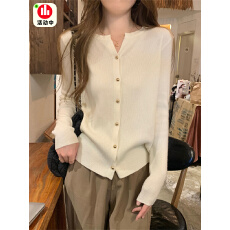 批发早秋2025新款别致洋气半开领毛衣气质<b class='q'>开衫</b>内搭打底针织衫上衣外套