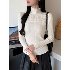 批发法式烫钻半高领针织打底衫女内搭秋冬<b class='q'>大码</b>胖mm显瘦设计感长袖上衣