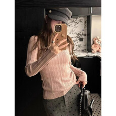 批发早秋韩系u领修身显瘦长袖<b class='q'>针织</b>衫上衣设计感辣妹毛衣女内搭<b class='q'>打底衫</b>