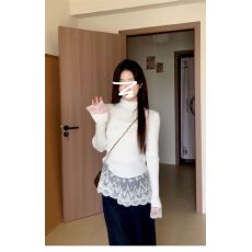 批发半高领蕾丝毛衣内搭<b class='q'>打底衫</b>女秋冬季2025新款高级感可外穿<b class='q'>针织</b>上衣