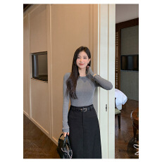 批发纯欲气质百搭长袖针织衫2025秋冬季气质修身收腰内搭<b class='q'>打底衫</b>上衣潮