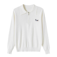 批发大码女装<b class='q'>胖</b><b class='q'>mm</b>韩版翻领小狗刺绣长袖针织衫毛衣2025秋季显瘦上衣