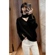 批发<b class='q'>时尚</b>慵懒风镂空针织衫女秋冬新款设计感巨好看软糯内搭套头毛衣女