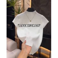 批发半高领短袖<b class='q'>针织衫</b>T恤女韩版纯色内搭气质显瘦外穿显瘦小飞袖上衣