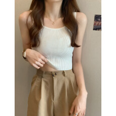 批发白色针织小吊带背心女2026早春新款外穿内搭打底美背短款无袖上衣