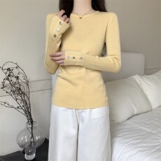 批发毛衣女针织宽松韩版套头学生春装新款拼色长袖女士时尚打底衫