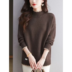 批发大码半高领羊毛衫女冬季宽松<b class='q'>加肥</b>针织打底衫时尚内搭毛衣