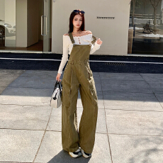 批发美式复古｜笔袋设计｜宽松工装牛仔<b class='q'>背带裤</b><b class='q'>女</b>