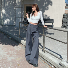 批发美式复古｜褶皱设计｜宽松阔腿休闲西<b class='q'>装</b><b class='q'>裤</b>女