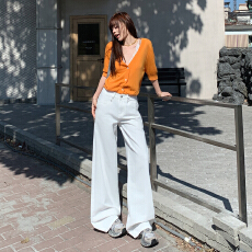 批发美式复古｜翻折口袋设计｜宽松阔腿<b class='q'>牛仔裤</b>女