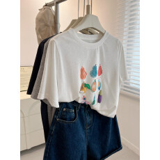 批发【广州雪花棉 65棉】韩系立体水果圆领短袖t恤女<b class='q'>打底衫</b>可爱上衣夏