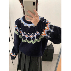 批发【源头工厂】2025冬新款韩系<b class='q'>宽松</b>显瘦百搭针织波纹套头衫