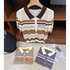 批发源头工厂2026春夏新款韩系方领<b class='q'>宽松</b>显瘦百搭针织莱赛尔短袖