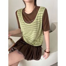 批发源头工厂2026春夏新款韩系方领<b class='q'>宽松</b>显瘦百搭针织莱赛尔两件套