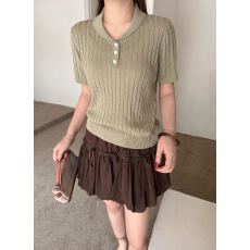 批发源头工厂2026春夏新款韩系方领<b class='q'>宽松</b>显瘦百搭针织亚麻短袖