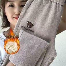 批发新款加绒糯米<b class='q'>哈伦裤</b>女秋冬新款高腰宽松直筒垂坠感慵懒休闲裤