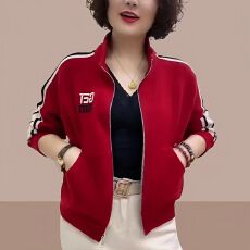 批发拼色拉链外套女2023春秋新款宽松棒球服<b class='q'>百搭</b>立领卫衣女士运动上衣