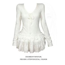 批发3_1螺纹德绒 270克<b class='q'>白色</b>V领蕾丝<b class='q'>长袖</b>打底衫甜美高级感内搭上衣