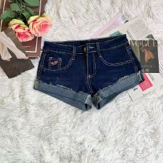 批发设计感毛边翻边卷边复古蓝牛仔短裤女辣妹夏季学生百搭小个子热…