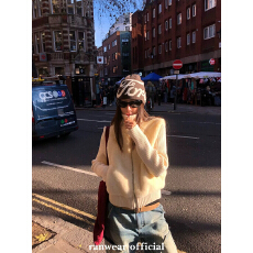 批发2025女新款小众复古针织拼接毛衣假两件毛毛外套