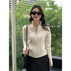 批发2025半高领开衫拉链麻花上衣针织毛衣