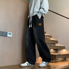 批发2025新款潮流水洗牛仔裤渐变贴标设计宽松直筒男生百搭牛仔长裤