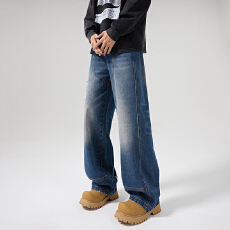 批发美式高街泊克多牛仔裤男潮牌宽松直筒网红休闲百搭长裤子