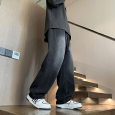 美式高街弯刀牛仔裤子男重磅宽松阔腿裤2025新款复古百搭休闲长裤
