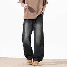 美式高街弯刀牛仔男重磅宽松阔腿裤2026春季新款复古百搭休闲长裤