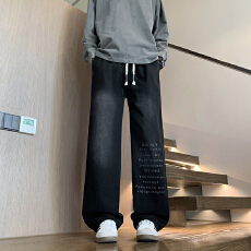 2026春季新款青少年美式字母印花休闲裤两穿裤脚百搭舒适有型长裤